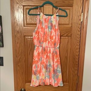 Lush Orange Highneck Sundress Casual Resort Wear